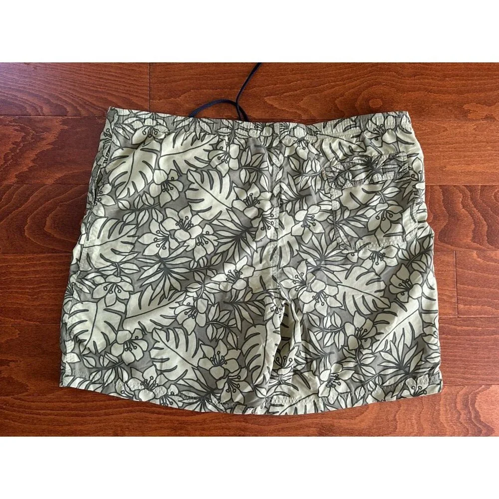 L.L. Bean Men's Nylon Lined Swimming Trunks Shorts Green Adjustable Waist‎ 0X 45